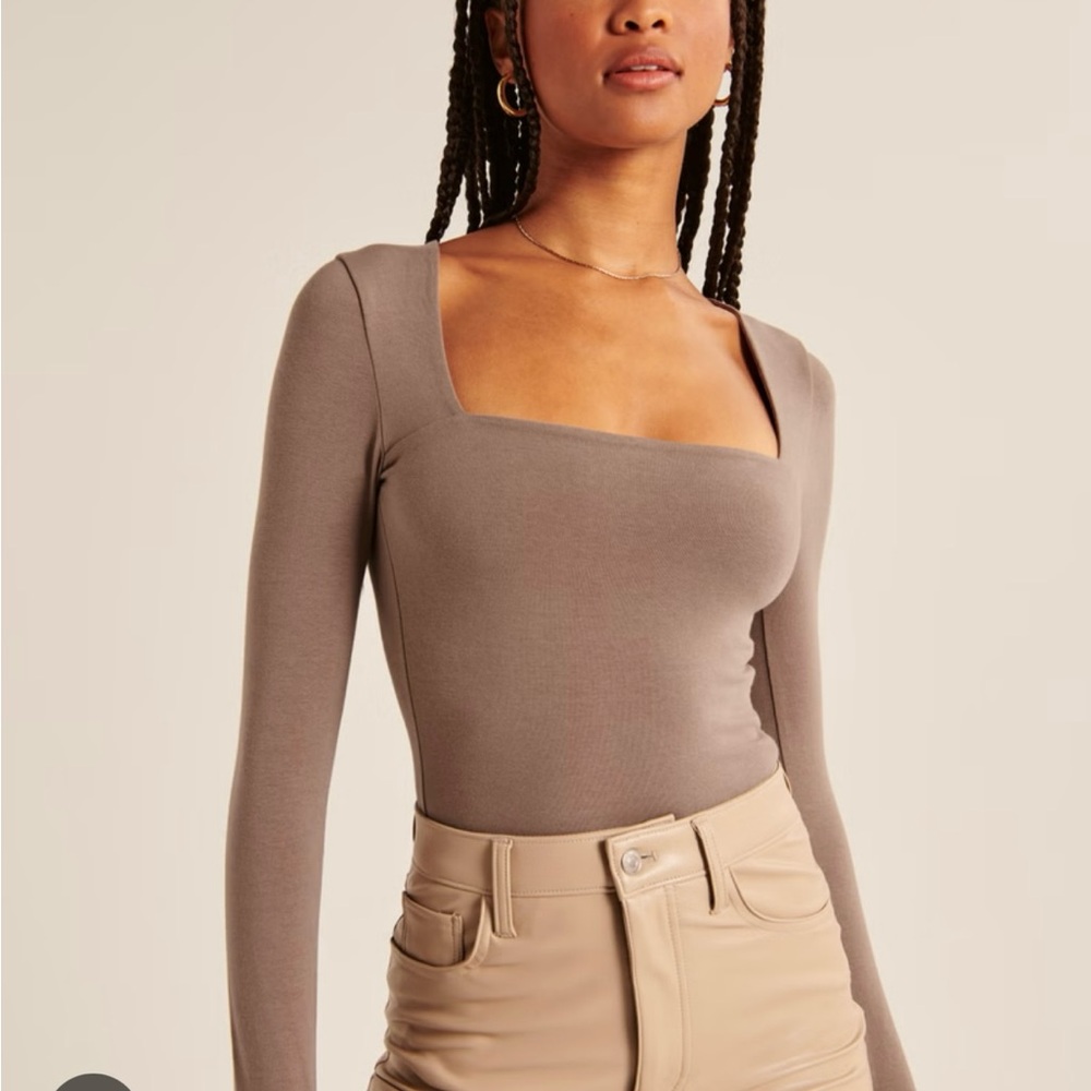 Abercrombie Women's Long Sleeve Square Neck Top - Taupe
